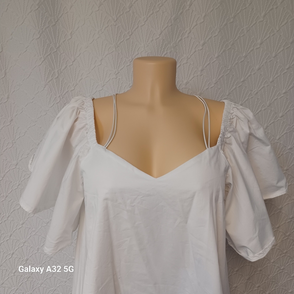 a.peach Women Dress Mini Size M White Off-Shoulder Dress - Picture 4 of 14